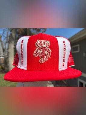 Wisconsin Badgers Vintage Red and White Trucker Hat